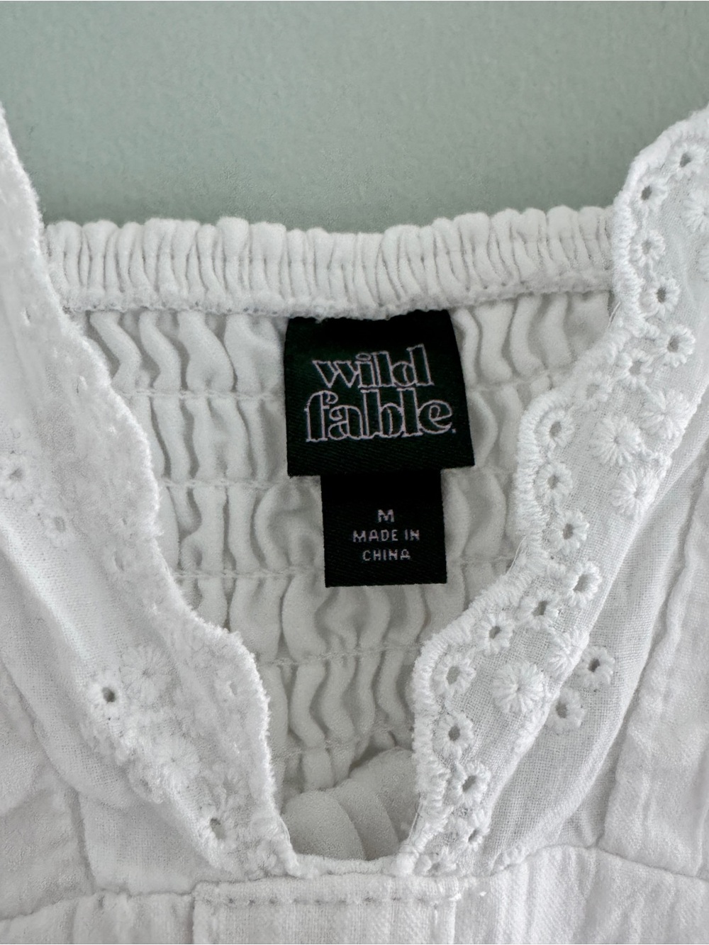 wild fable White Eyelet Button V-Neck Mini Dress - Picture 3 of 8